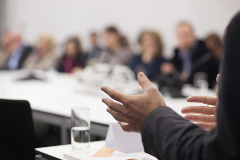 man giving presentation