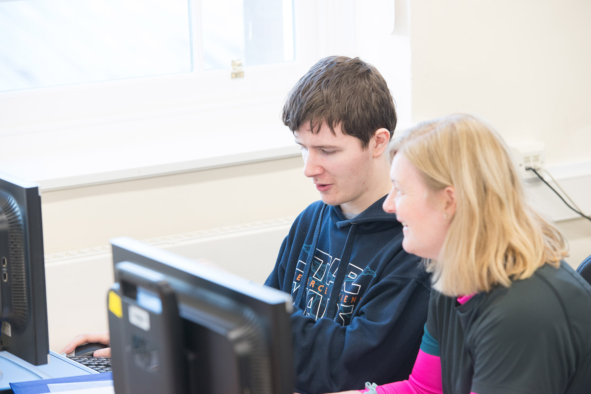 students at computers