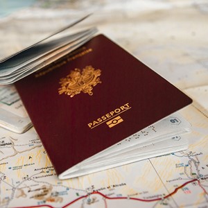 passports on a map