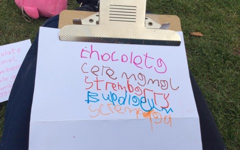 menu with children's writing