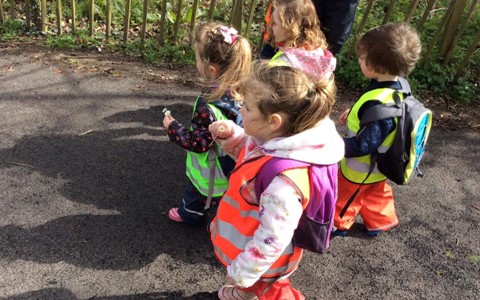children walking outdoors