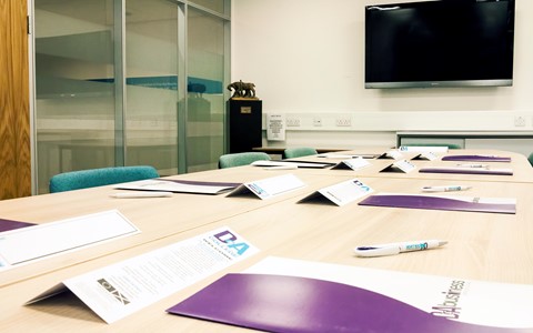 meeting room with folders
