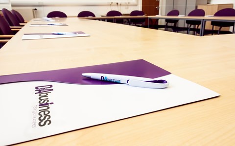 meeting room with folders