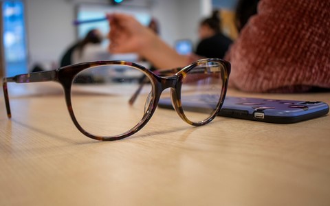 glasses on desk