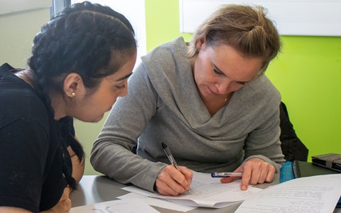 students working at desk