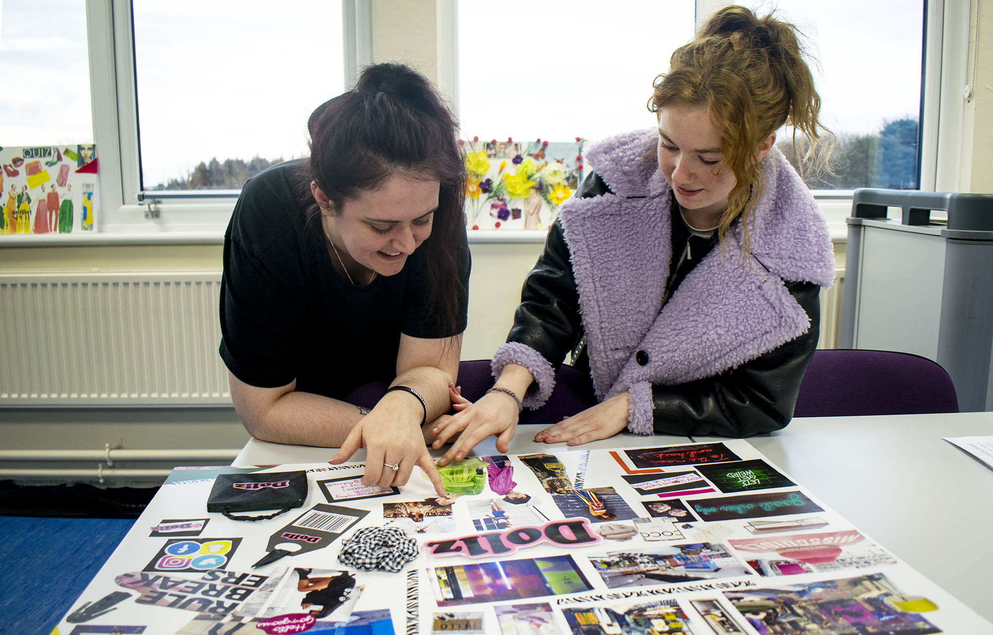 students creating moodboard