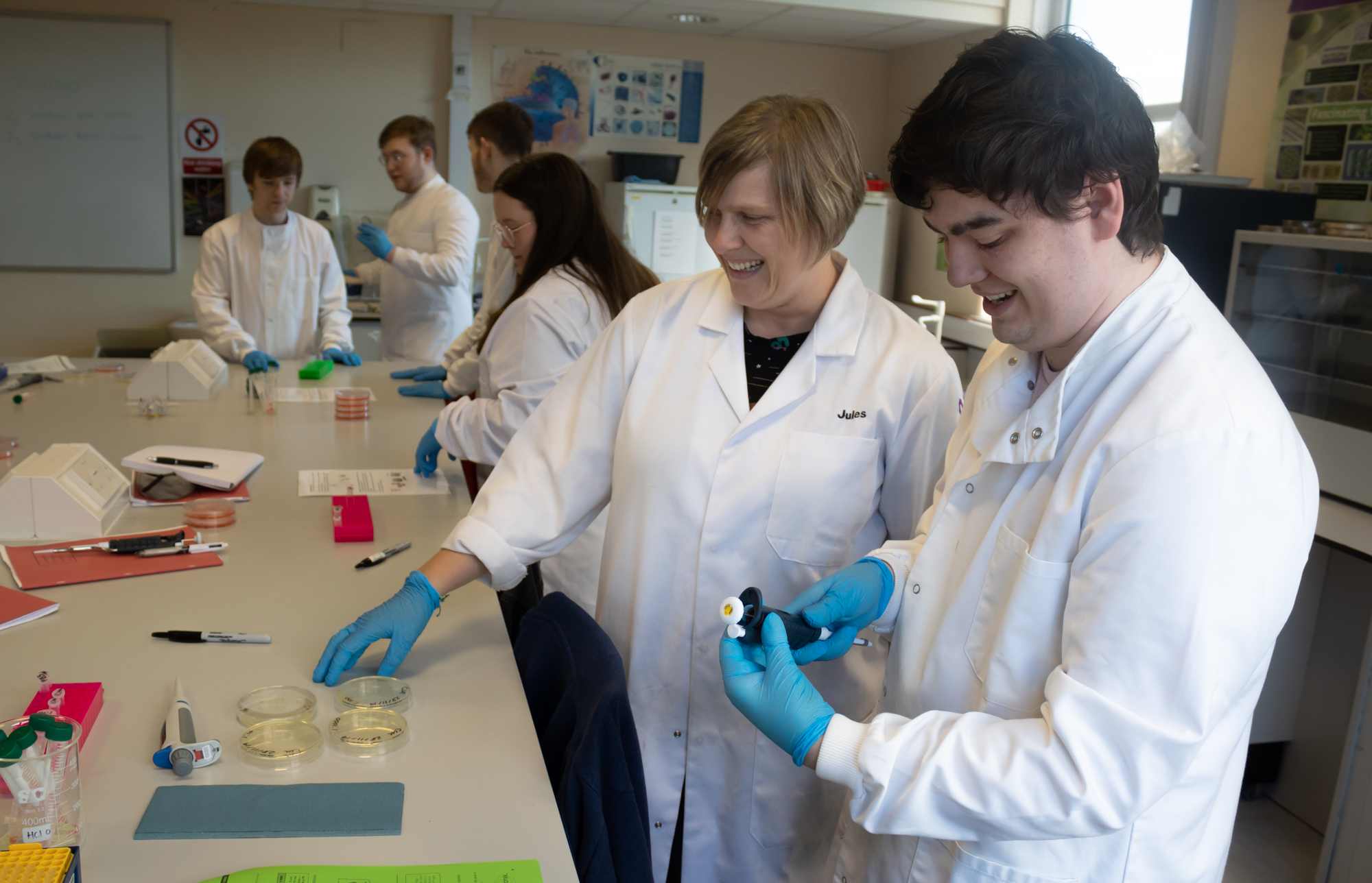 science lecturer and student