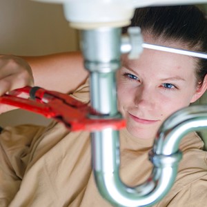 Female student plumber