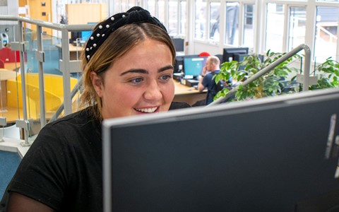 student at computer