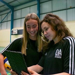 sport students with tablet 
