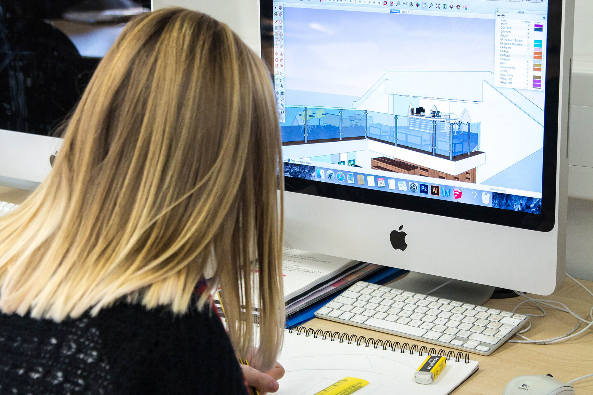 Student looking at computer screen