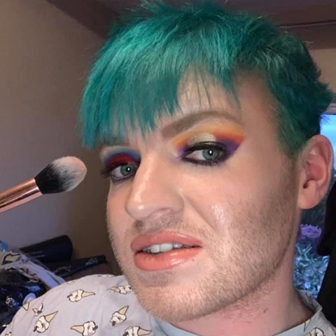 Photograph of Josh wearing make up