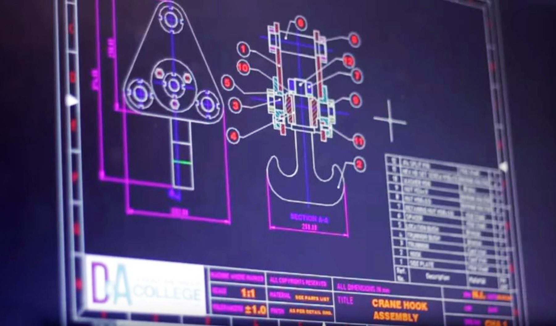 screen with CAD drawing