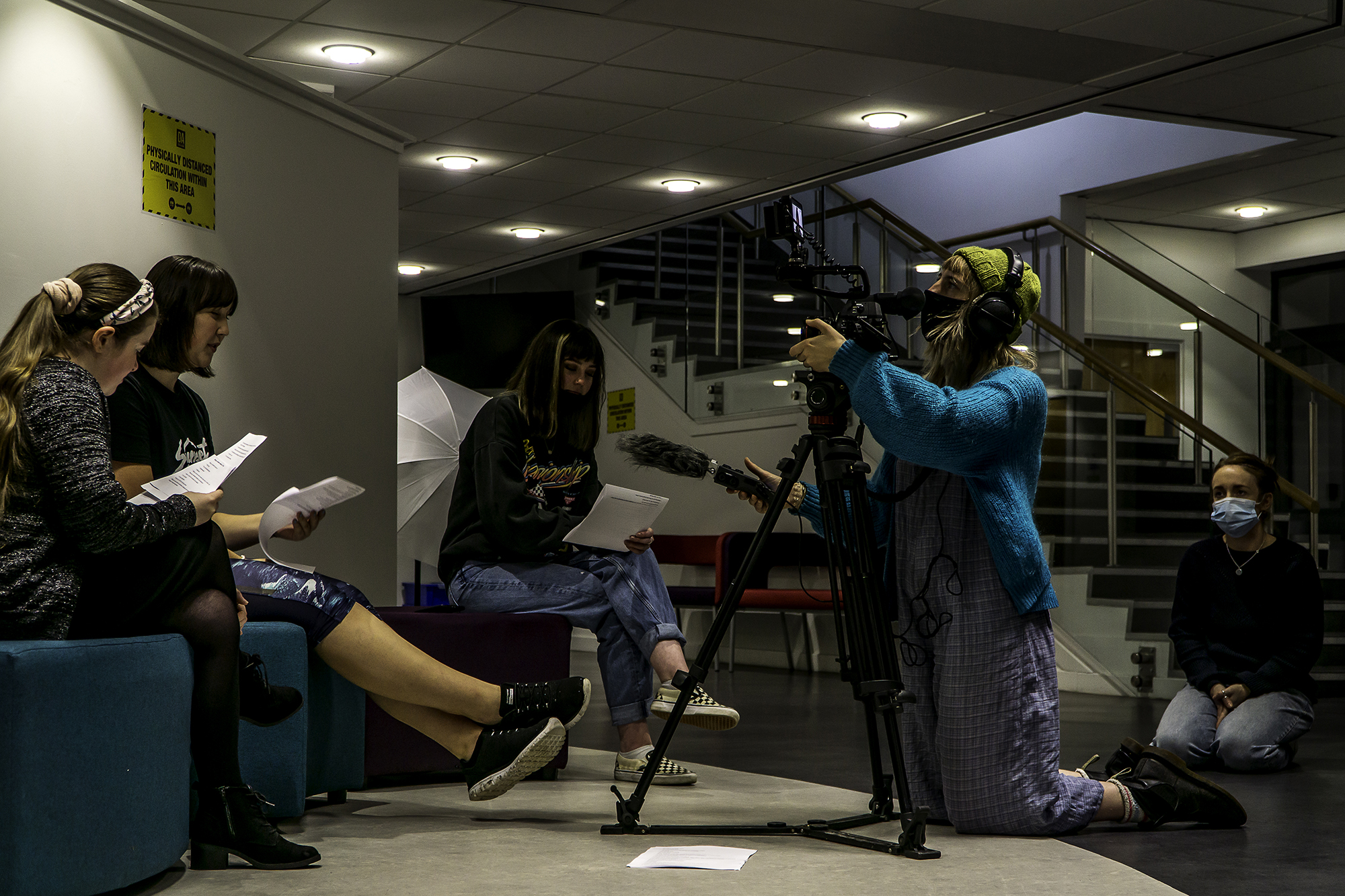 Jassy Nelson recording students in Gardyne campus