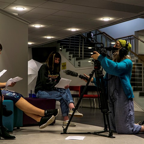 Jassy Nelson recording students in Gardyne campus