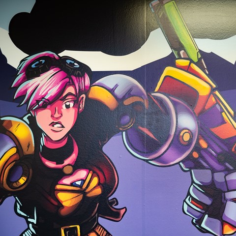 Picture of mural depicting video game characters
