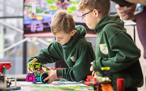 Pupils working with Lego as part of Lego League tournament