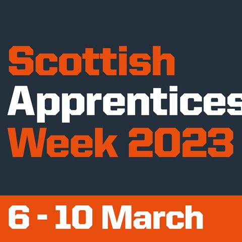 Graphic stating Scottish Apprenticeship Week takes place 6-10th March