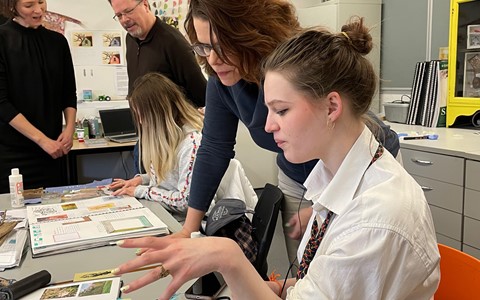 Staff from NOVA college working with Dundee and Angus College students