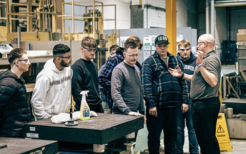 Engineering students getting tour