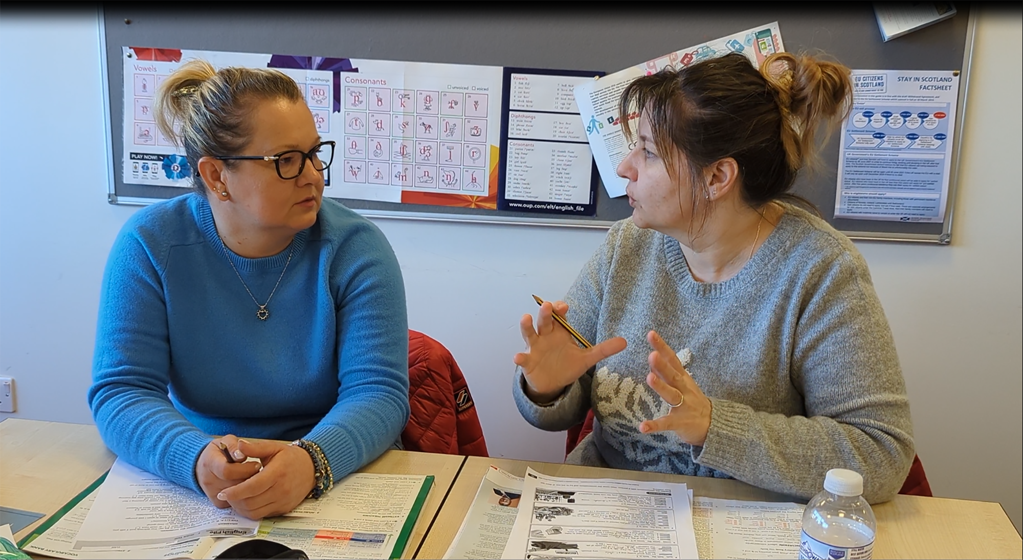 Two students working on ESOL activity