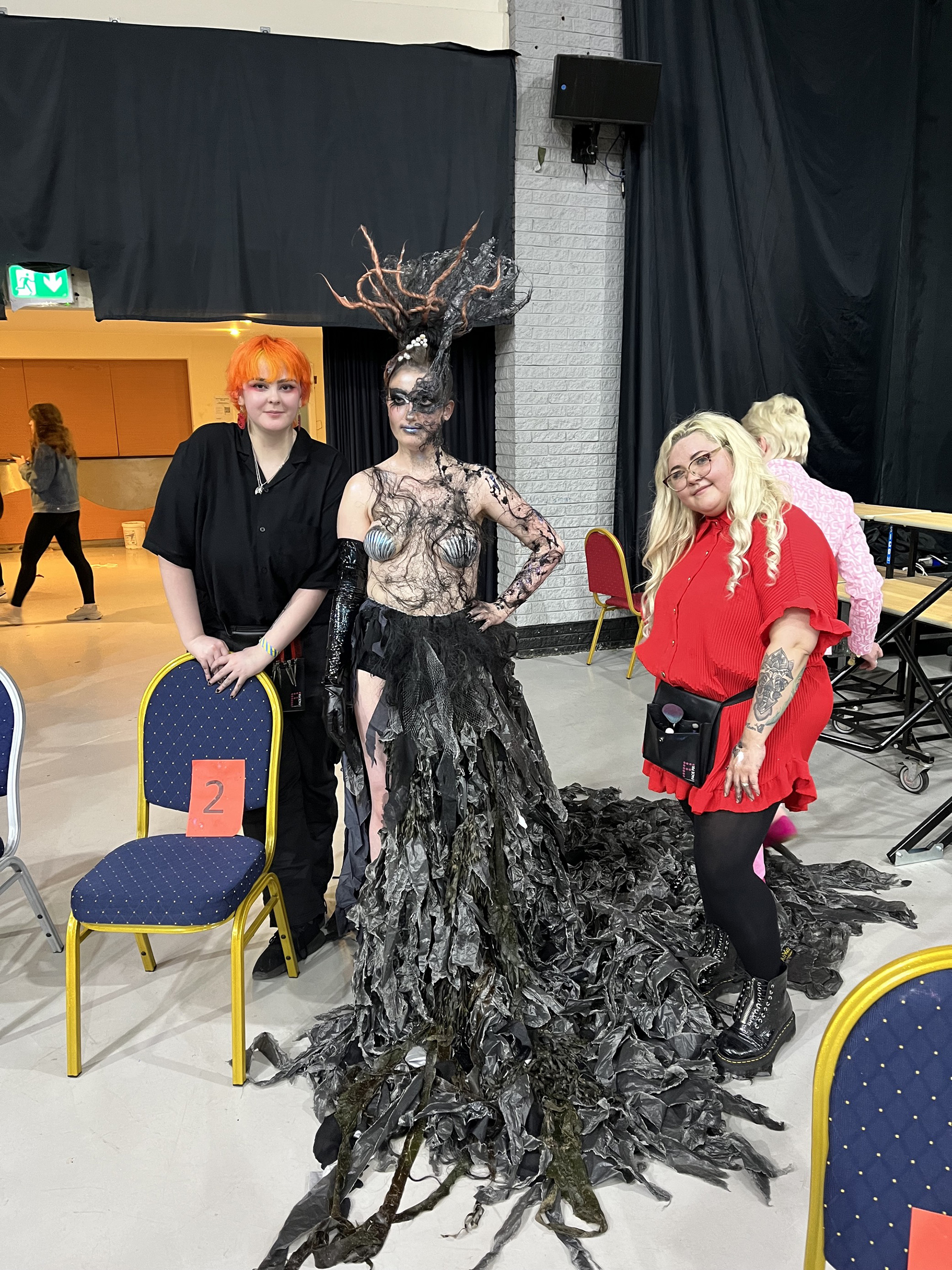 Students and model posing for UK National AHT (Association of Hairdressers and Therapists) Finals)