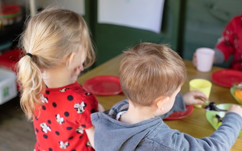 Helping Hands Nursery Children at Snack-time