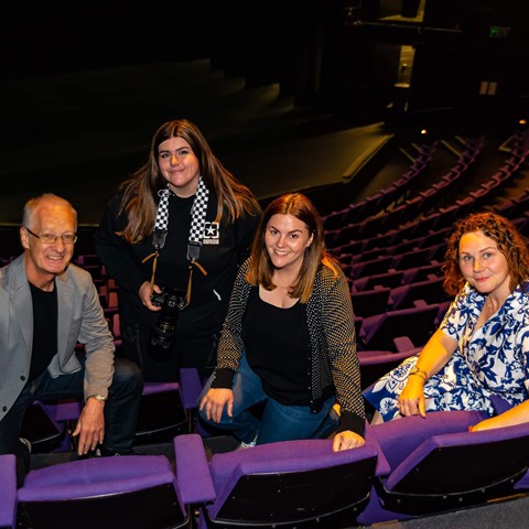 Photo of Executive Producer David Darling, Kaelyn Robertson, Producer Rebecca Connelly and Lee Lappin of Dundee and Angus College