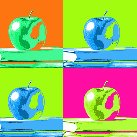 Pop art style of photo with grid of apples 
