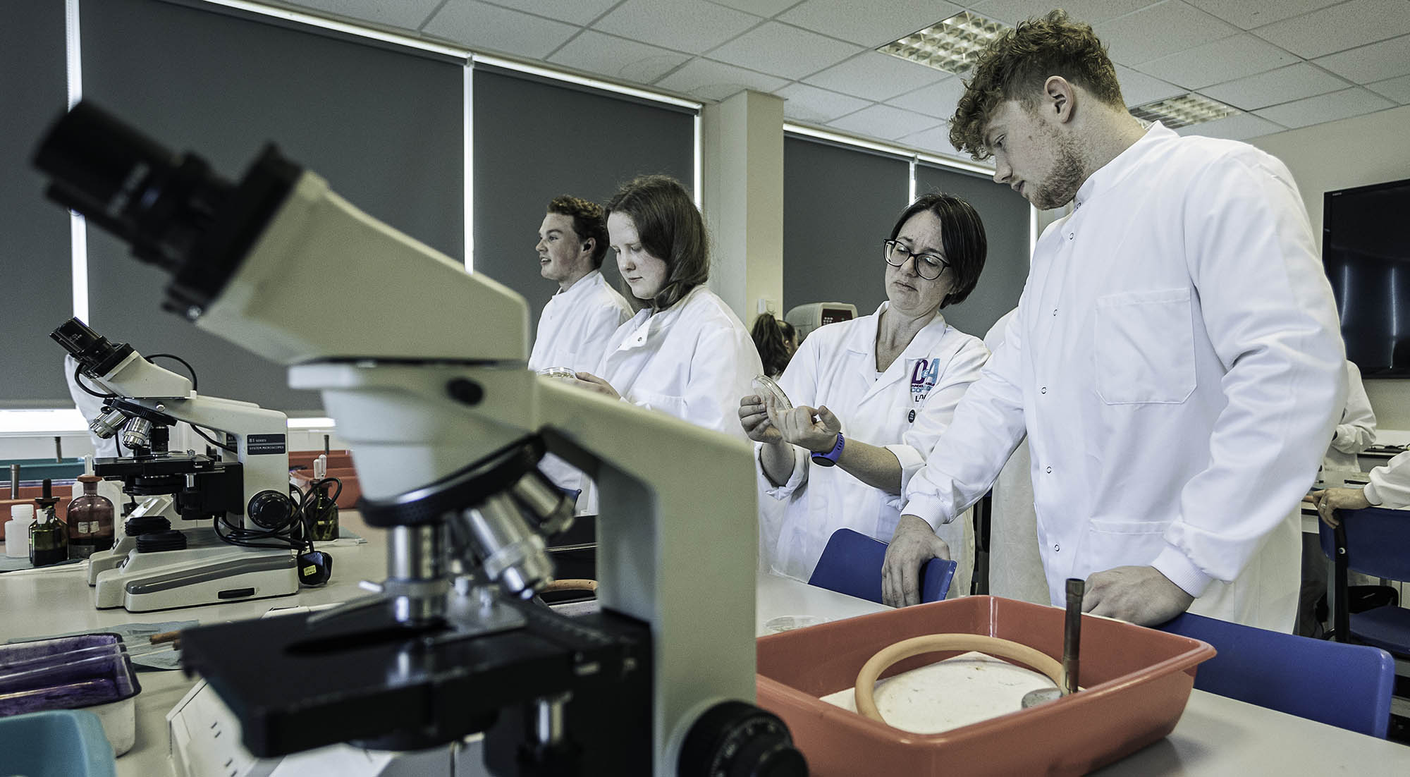 science class with lecturer and students