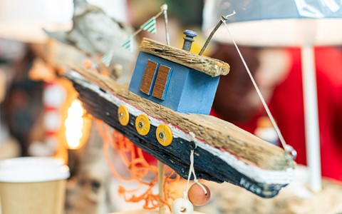 Craft boat on display at the Kingpark Social Enterprise launch at the V&A