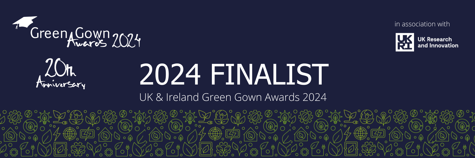 A graphic that says Green Gown Awards 2024 Finalist)