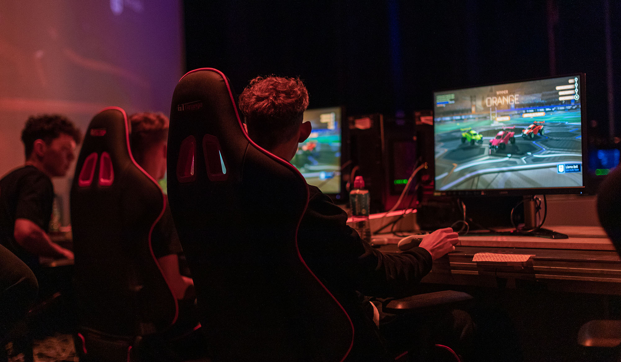 Esports players at computers