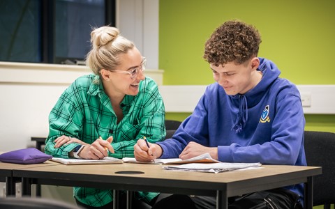 Mother and son working together at the Maths Homework Club