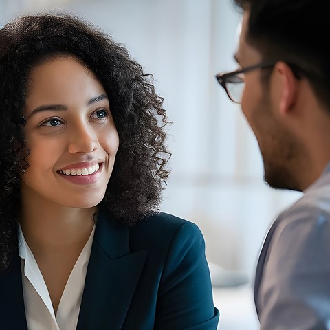 people smiling at work