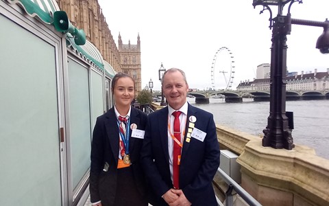 Mike and Dior at the WorldSkills reception at the UK Parliament