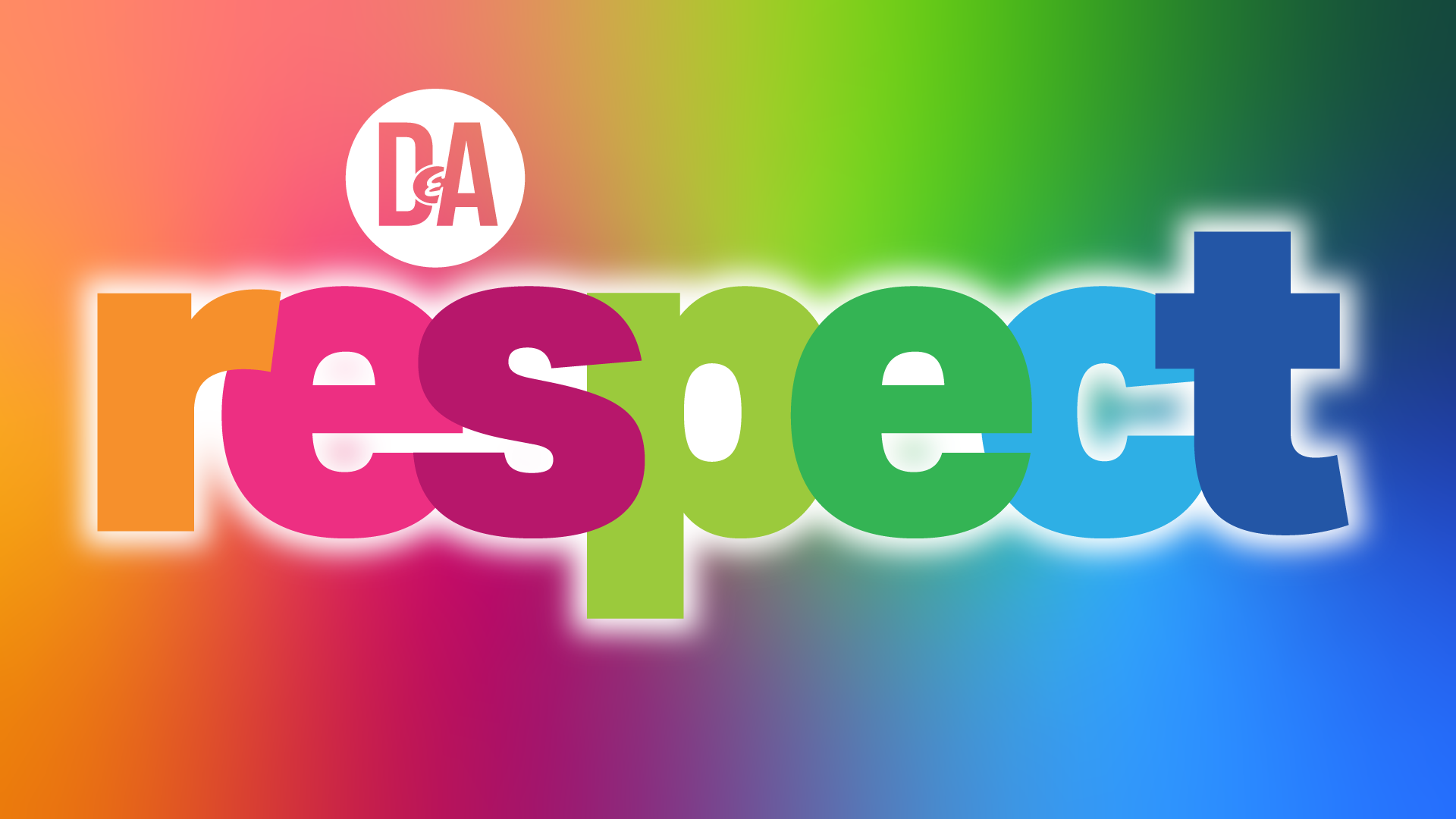 D&A Respect Banner image with different colours for each of the letters in the word respect 