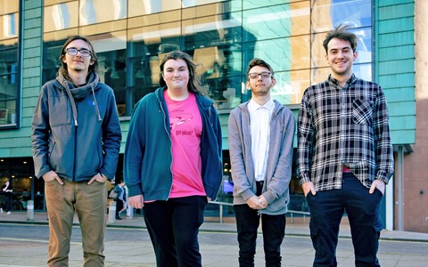 Team NUL SEC the winning Cyber 9/12 Strategy Challenge team standing proud outside of Abertay University