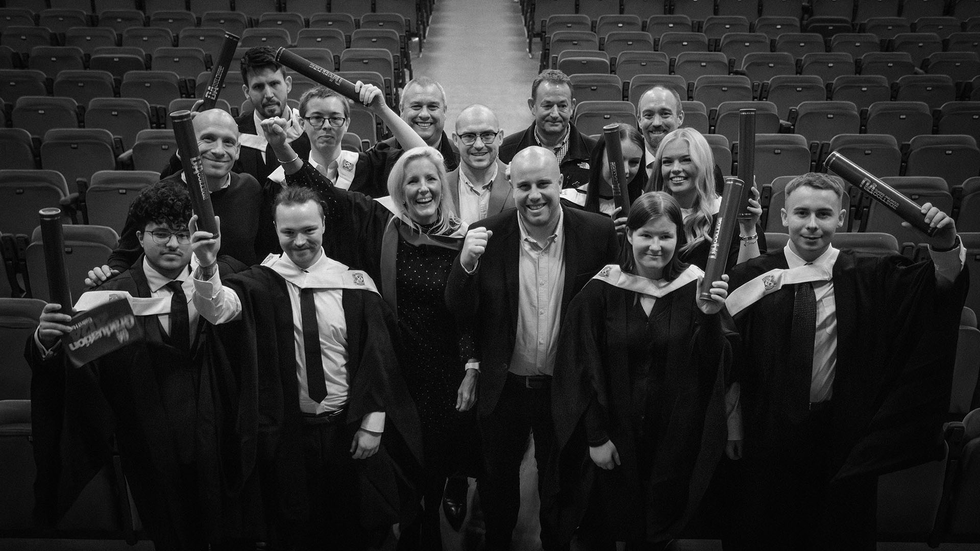 Next Generation HN Sports Students celebrating Graduating at the Caird Hall Dundee)