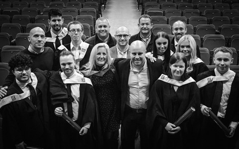 Next Generation HN Sports Students at Graduation in gowns in the Caird Hall