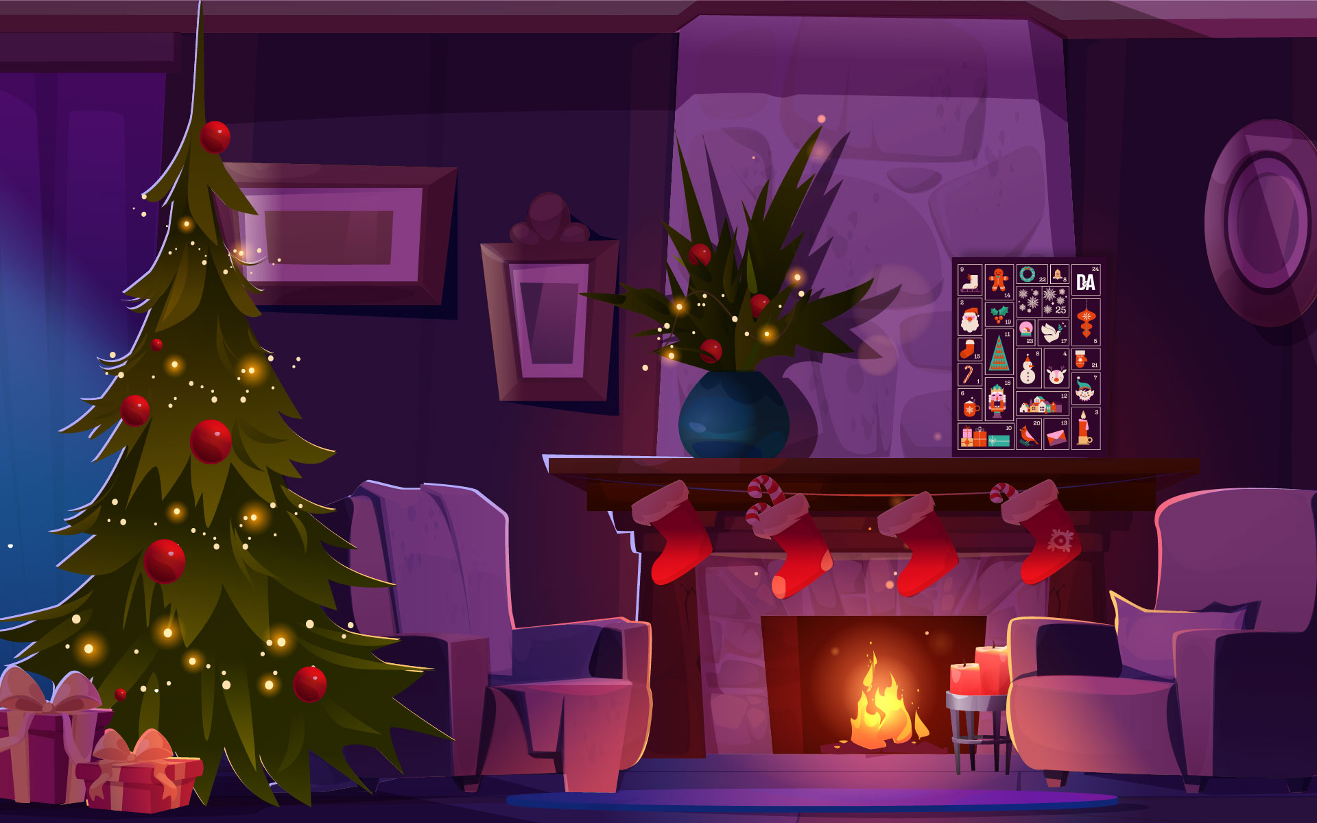 festive fireplace