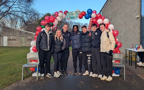 Staff and students ready to complete the Santa Walk