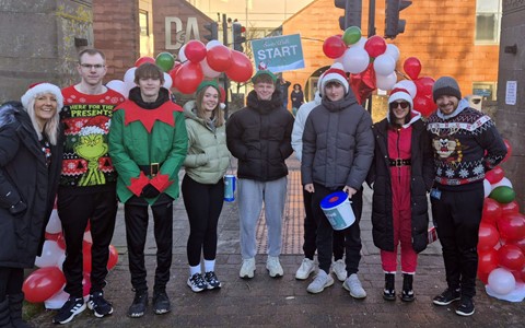 Staff and students ready to complete the Santa Walk