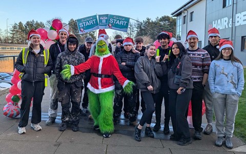 Staff and students ready to complete the Santa Walk
