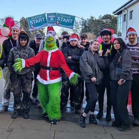 Staff and students ready to complete the Santa Walk