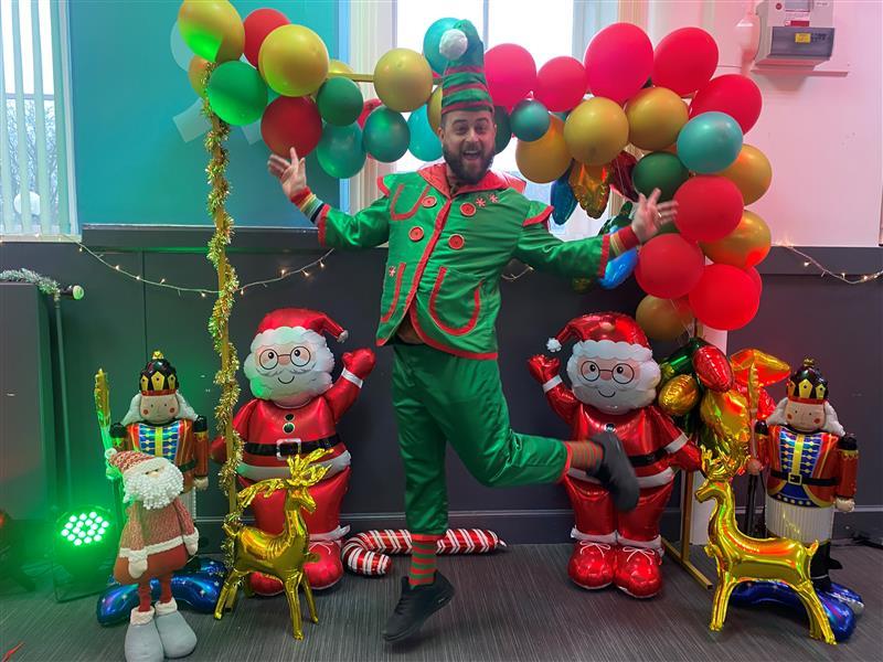 Raymond dressed in an Elf costume ready for the Festive Frolic