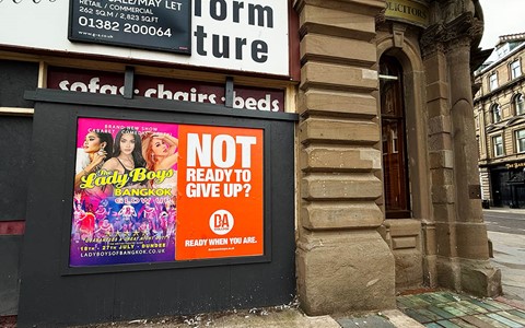 'Ready when you are' street advert in Dundee