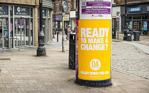 'Ready when you are' street advert in Dundee