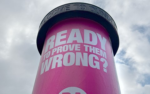 'Ready when you are' street advert in Dundee