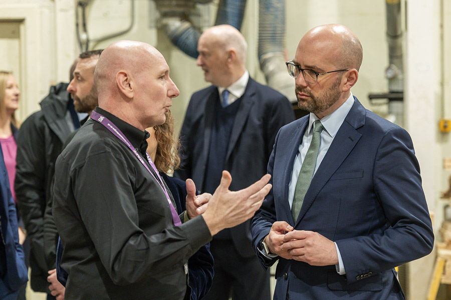 College staff & guests in workshop during Ben Macpherson visit